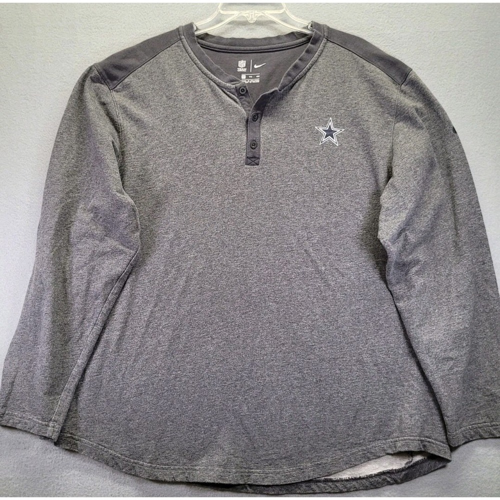 Nike Men's Gray Long-Sleeve Henley with Star Logo